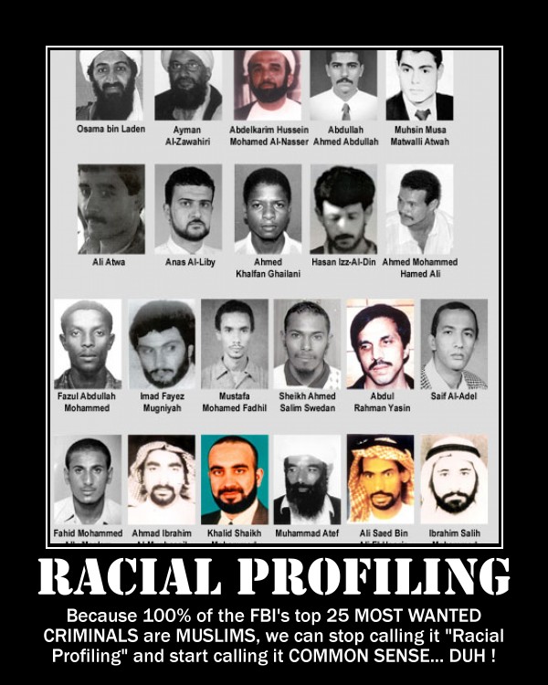 racial profiling muslims islamics arabs arabic fbi most wanted criminal posters motivational