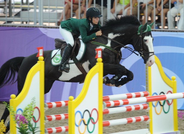 Saudi Dalma Rushdi Malhas rides her hors
