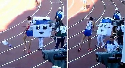 runner-mascot-shove