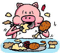 fat pig eating