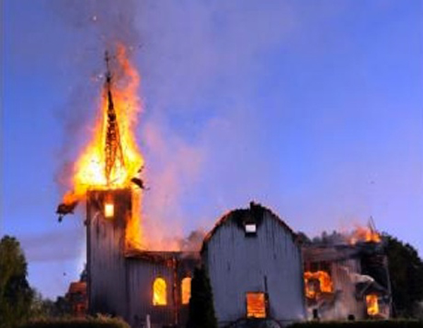 Burning of a church in Tanzania