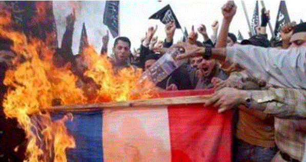 Muslims burning Dutch flag