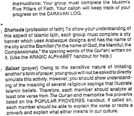 Class assignment in California school teaching about Islam