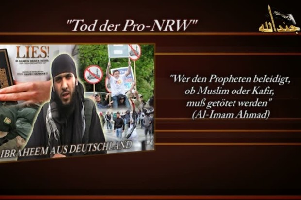 Ibrahim says, ”The German media have again collaborated in the crimes. Under the cover of neutral reporting they have again published the Mohammed cartoons. This, too, will not be tolerated by the followers of Mohammed!” ”Der ‘Spiegel’, which is controlled by Jews, and other well-known German media outlets have thus insulted our prophet. Lie in wait for their employees, kill them and give them a lesson they will never forget.”