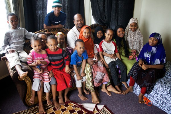 Typical size Somali Muslim family in America