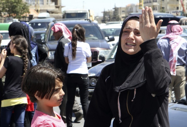 A woman reacts during a sit-in organised by families of the Lebanese soldiers who were captured by Islamist militants in Arsal, demanding their release in the Lebanese town of Baalbek in the Bekaa Valley