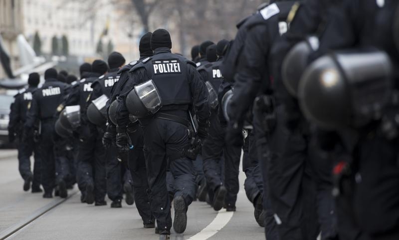 Police officers walk near the the hotel 'Bayerischer Hof' during the annual Munich Security Conference