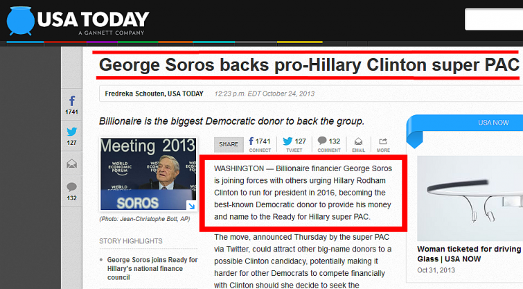 Soros Backs Hillary Clinton