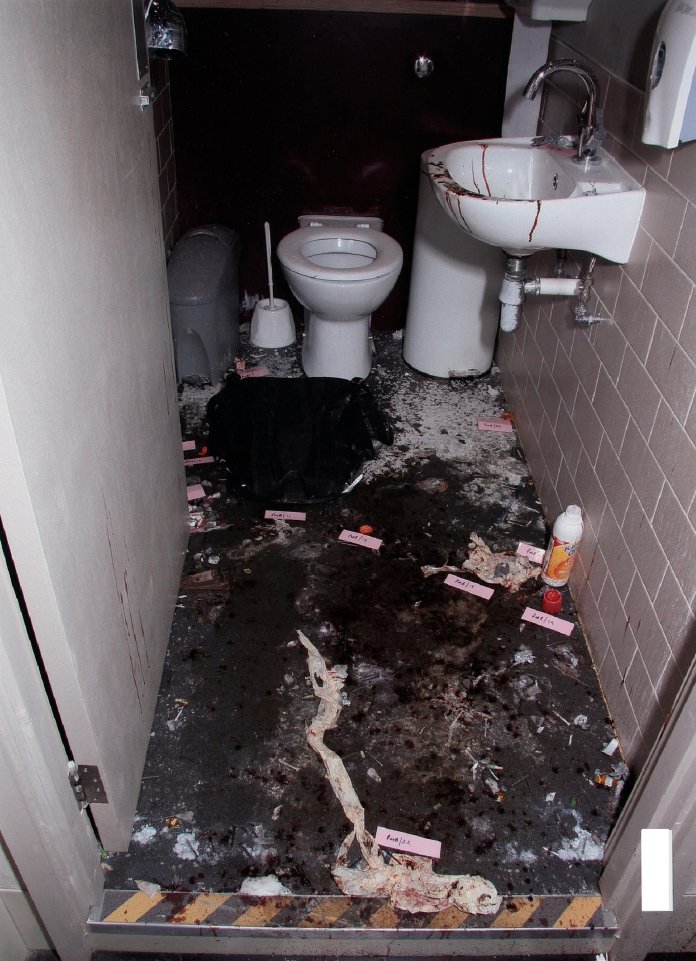Inside the toilet where explosives went off