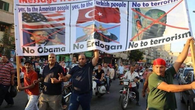 Egyptian supporters of ouster of Morsi, condemn Obama and Erdogan for their support of Muslim Brotherhood terrorists